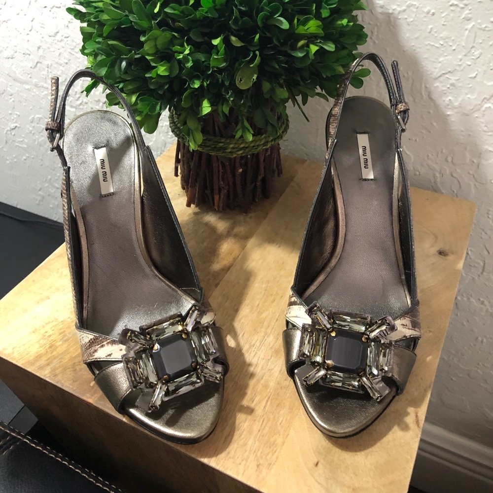 Authentic Miu Miu Heels With Crystal Embellishment - image 1